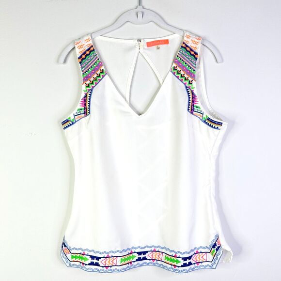 Lulumari Anthropologie Top Women L White Embroidered Sleeveless Open Back NWOT - Picture 3 of 9